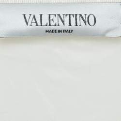 Pre Owned Valentino Cream Silk Midi Skirt M