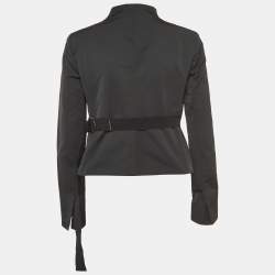 Valentino Vintage Black Synthetic Belted Jacket M