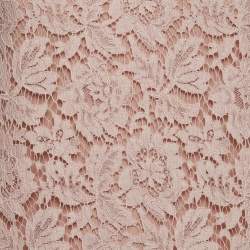 Pre Owned Valentino Pale Pink Floral Lace & Wool Knit Long Sleeve Dress S