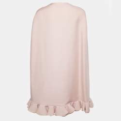 Pre Owned Valentino Pink Wool & Silk Ruffled Cape Coat S