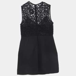 Pre Owned Valentino Black Crepe and Lace Bow Detail Couture Dress XL