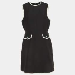 Valentino Black Crepe Stud Button Detail Couture Dress XL