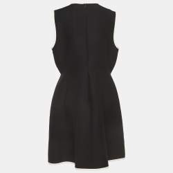 Pre Owned Valentino Black Crepe Stud Button Detail Couture Dress XL
