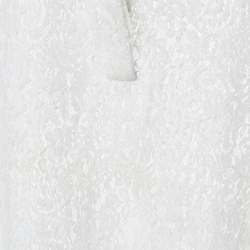 Pre Owned Valentino White Lace Sheer Long Sleeve Blouse M