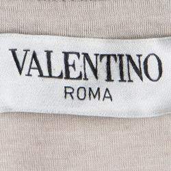 Pre Owned Valentino Beige Embellished Neck Detail Mesh Overlay Sleeveless Top S
