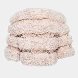 Valentino Light Pink Fur & Lace Short Sleeve Crop Jacket S