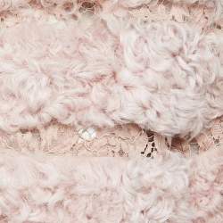 Valentino Light Pink Fur & Lace Short Sleeve Crop Jacket S