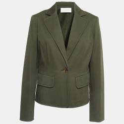 Valentino Vintage Green Cotton Single Breasted Blazer L