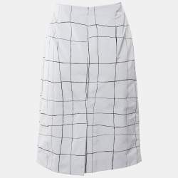 Valentino Grey Checked Faille Knee Length Skirt M