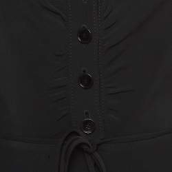 Valentino Vintage Black Crepe Tie-Up Flared Sleeve Cropped Blazer M