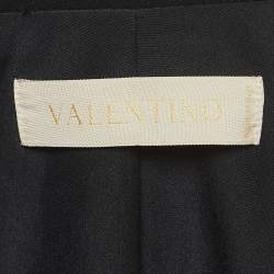 Valentino Vintage Black Crepe Tie-Up Flared Sleeve Cropped Blazer M