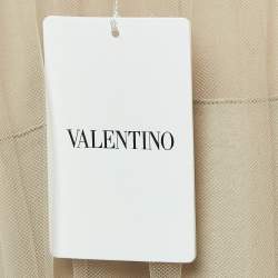Pre Owned Valentino Beige Embellished Neckline Mesh Overlay Sleeveless Top S