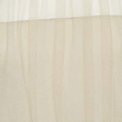 Pre Owned Valentino Beige Embellished Neckline Mesh Overlay Sleeveless Top S