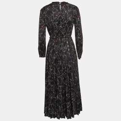 Valentino Black Printed Jersey Midi Dress XS