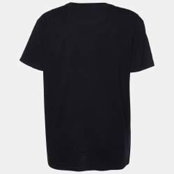 Pre Owned Valentino Black VLTN Print Cotton Crew Neck T-Shirt M