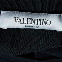 Pre Owned Valentino Black VLTN Print Cotton Crew Neck T-Shirt M