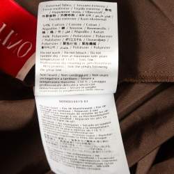 Valentino Brown Cotton Blend Micro Faille Plisse Dress S