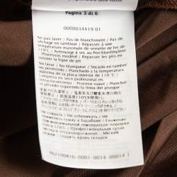 Valentino Brown Cotton Blend Micro Faille Plisse Dress S