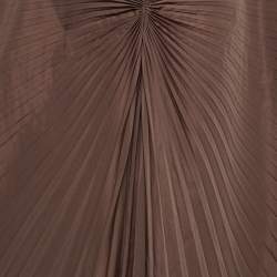 Valentino Brown Cotton Blend Micro Faille Plisse Dress S