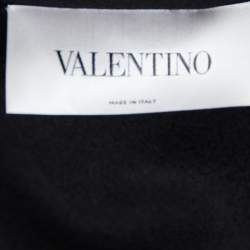 Pre Owned Valentino Black Wool & Cashmere VLTN Scarf Detail Cape S