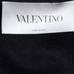 Valentino Black Wool & Cashmere VLTN Scarf Detail Cape S