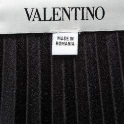 Pre Owned Valentino Black Pleated Crepe Midi Skirt S