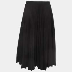 Pre Owned Valentino Black Pleated Crepe Midi Skirt S