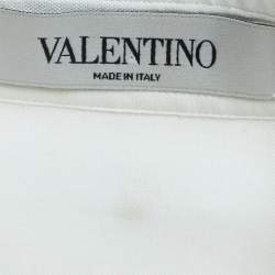 Pre Owned Valentino Off-White Cotton and Silk Long Sleeve Semi Sheer Shirt S