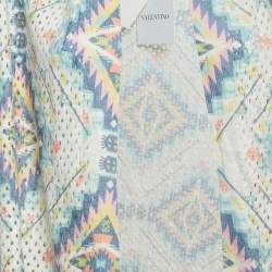 Pre Owned Valentino Multicolor Eyelet Crochet Tassel Detail Front Open Long Cardigan One Size 