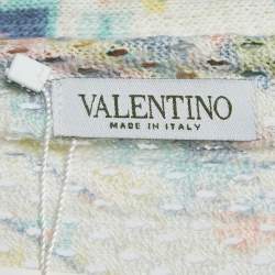Pre Owned Valentino Multicolor Eyelet Crochet Tassel Detail Front Open Long Cardigan One Size 