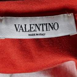 Pre Owned Valentino Yellow/Red Flying Flowers Print Cotton Crew Neck T-Shirt S