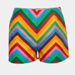 Valentino Multicolor Rainbow Chevron Striped Cotton Baladera Shorts S