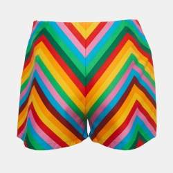 Valentino Multicolor Rainbow Chevron Striped Cotton Baladera Shorts S