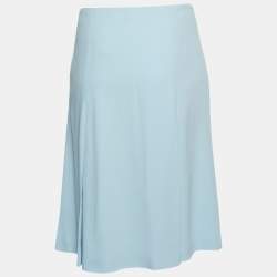 Pre Owned Valentino Roma Blue Pleated Crepe Flared Midi Skirt S