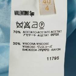 Pre Owned Valentino Roma Blue Pleated Crepe Flared Midi Skirt S