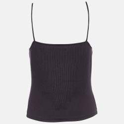 Pre Owned Valentino Vintage Brown Jersey Lace Trim Camisole Top L