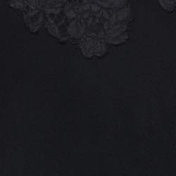 Pre Owned Valentino Garavani Black Knit Lace Trimmed Midi Dress S