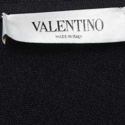 Pre Owned Valentino Garavani Black Knit Lace Trimmed Midi Dress S