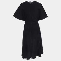 Pre Owned Valentino Garavani Black Knit Lace Trimmed Midi Dress S