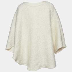 Pre Owned Valentino White Boucle V-Neck Cape S