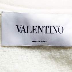 Pre Owned Valentino White Boucle V-Neck Cape S