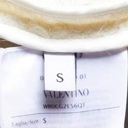 Pre Owned Valentino White Boucle V-Neck Cape S