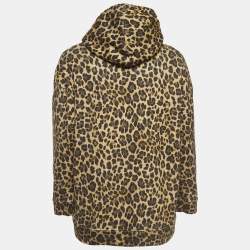 Valentino Brown Leopard Print Cotton Oversized Hoodie XS