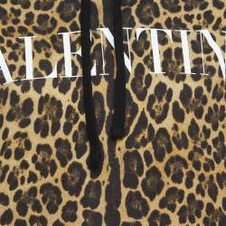 Valentino Brown Leopard Print Cotton Oversized Hoodie XS