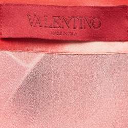 Pre Owned Valentino Red Heart Print Silk Neck Tie Shirt L