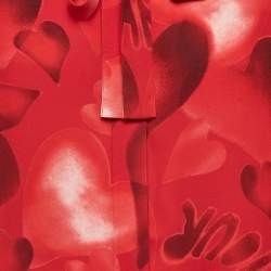 Pre Owned Valentino Red Heart Print Silk Neck Tie Shirt L