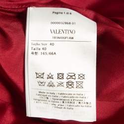 Valentino Red V Applique Leather Mini Wrap Skirt S