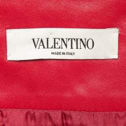 Valentino Red V Applique Leather Mini Wrap Skirt S