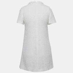 Pre Owned Valentino Off-White Tweed Mini Dress S