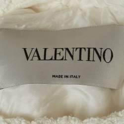 Pre Owned Valentino Off-White Tweed Mini Dress S